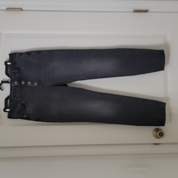 Old Navy Size 8 Washed Black / Gray Power Straight High Rise Denim Jeans - Picture 10 of 13